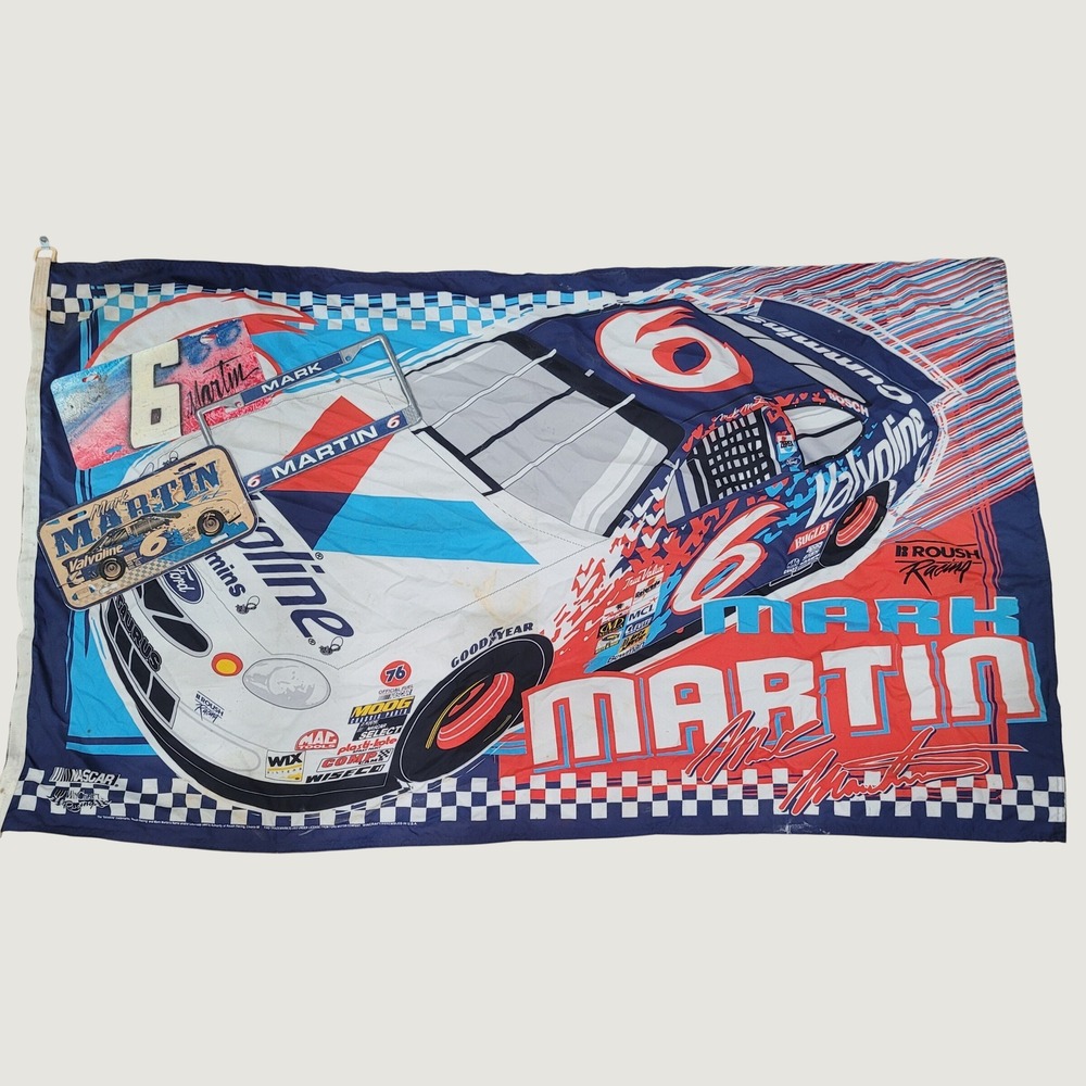 Vintage Mark Martin NASCAR #6 Valvoline Flag License Plates Roush Racing Bundle